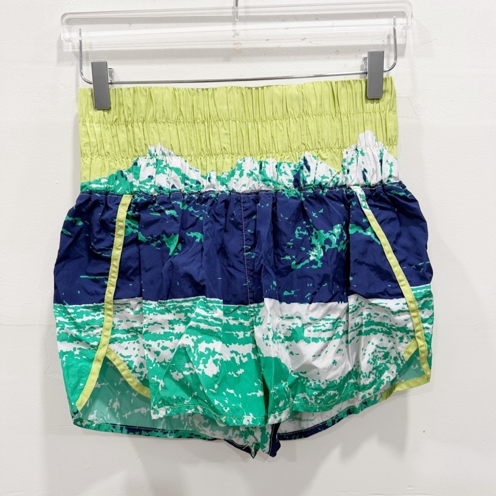 Free People Movement The Way Home Shorts Blue Green Mountain Print Medium